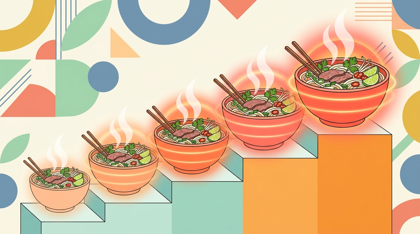 越南語「好吃」程度進階指南：從 Ngon qua 到 Ngon xiu 的五種層次